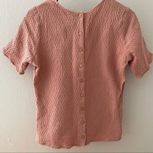 Dusty Rose Textured Shirt with Button Up Back Detail